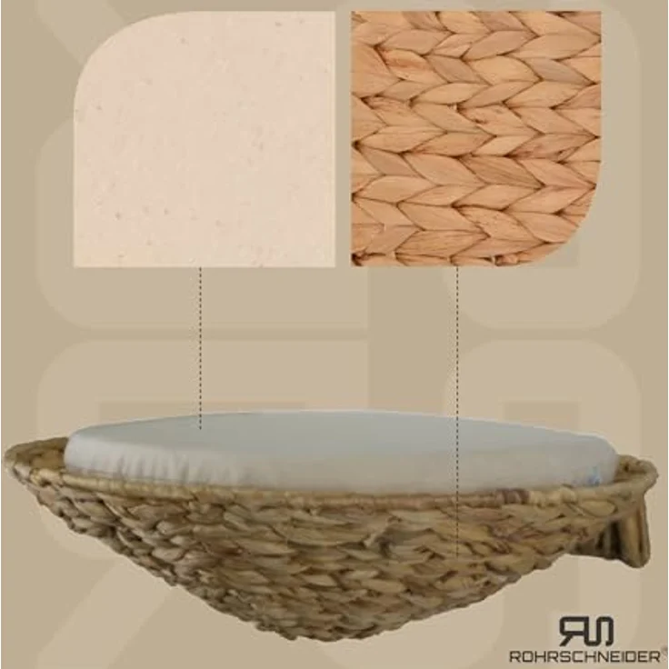 Rohrschneider ® runde Katzenmulde Katze Wandmontage | Katzenbett und Wandliege aus Wasserhyazinthe | Gemütlicher Katzenkorb für Wand | Katzen Wandelemente als platzsparendes Katzenmöbel | Wandliege – Bild 2