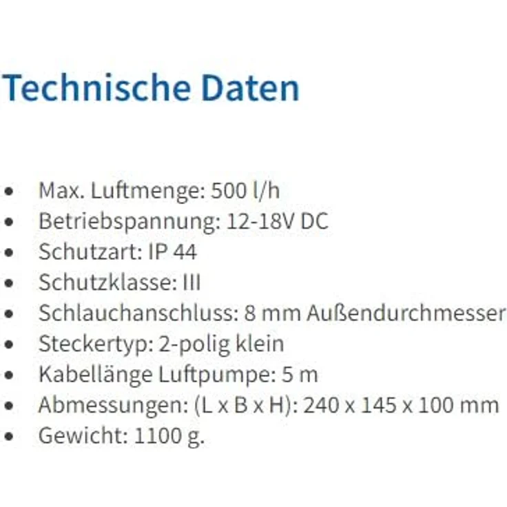 esotec Solar Einzelpumpe Power STONE 500, Ersatzpumpe für Teichbelüfter, 12-18 V DC, 500 l/h, IP 44, 5 m Kabel – Bild 3