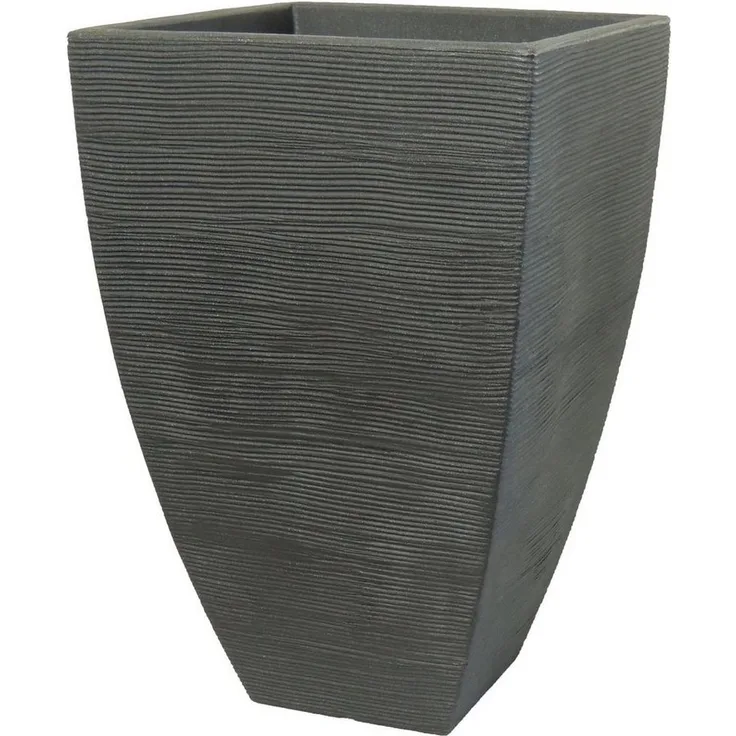 Geli Pflanzkübel Rillentopf quadratisch hoch aus Kunststoff, dekoratives Design, ca. 60,3 cm hoch, geschlossenem Boden