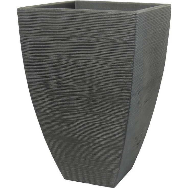 Geli Pflanzkübel Rillentopf quadratisch hoch aus Kunststoff, dekoratives Design, ca. 60,3 cm hoch, geschlossenem Boden