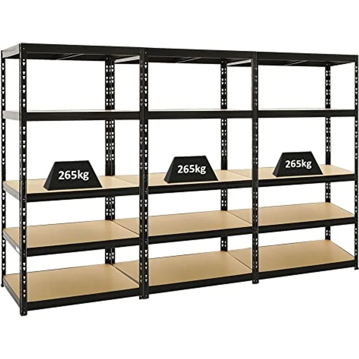 PROREGAL Mega Deal 3X Schwerlastregal Tiger Schwarz 180x90x60 cm mit Fachlast 265kg Garagenregal Kellerregal Werkstattregal Lagerregal Steckregal