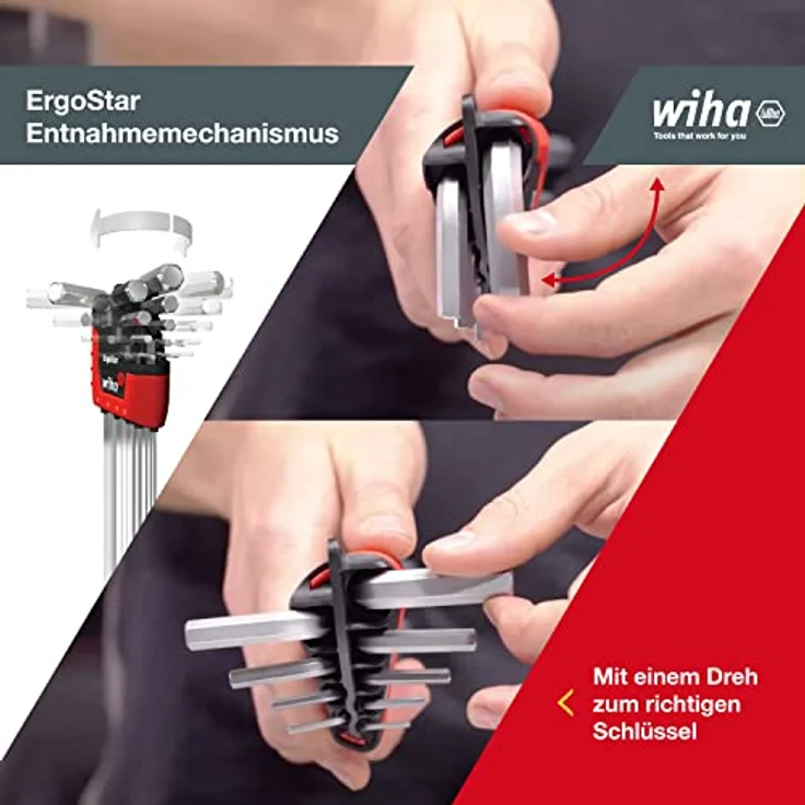 Wiha Stiftschlüssel Set im ErgoStar Halter (369RH9), Innensechskant Schlüssel Set – Bild 5