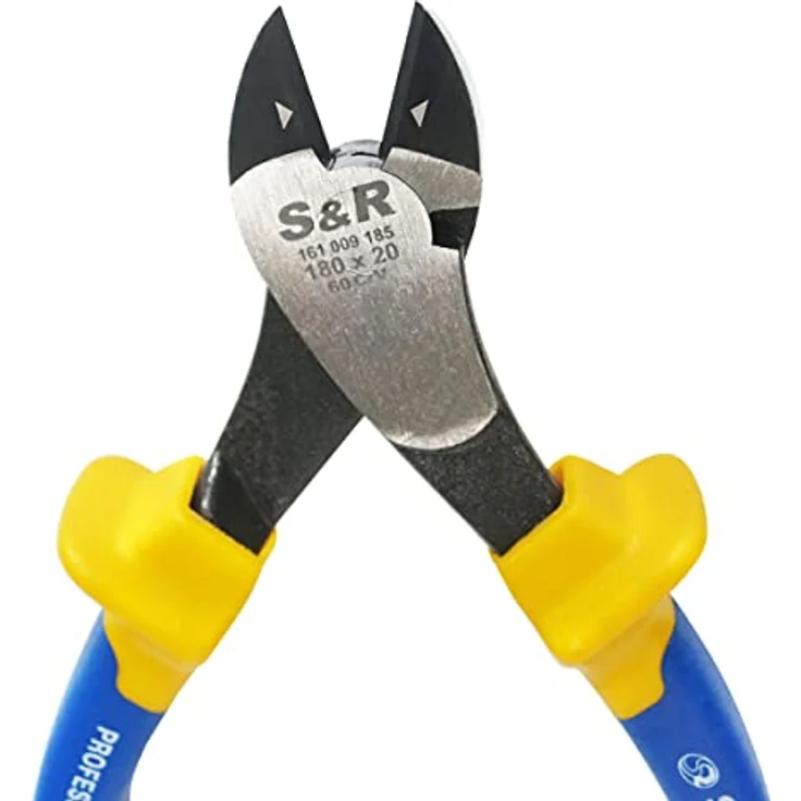 S&R Kraft-Seitenschneider 180 x 20 mm, Cr-V, induktionsgehärtet, hitzegehärtet, mit Mehrkomponenten-Hüllen, für präzises Schneiden bis 4 mm Draht – Bild 2