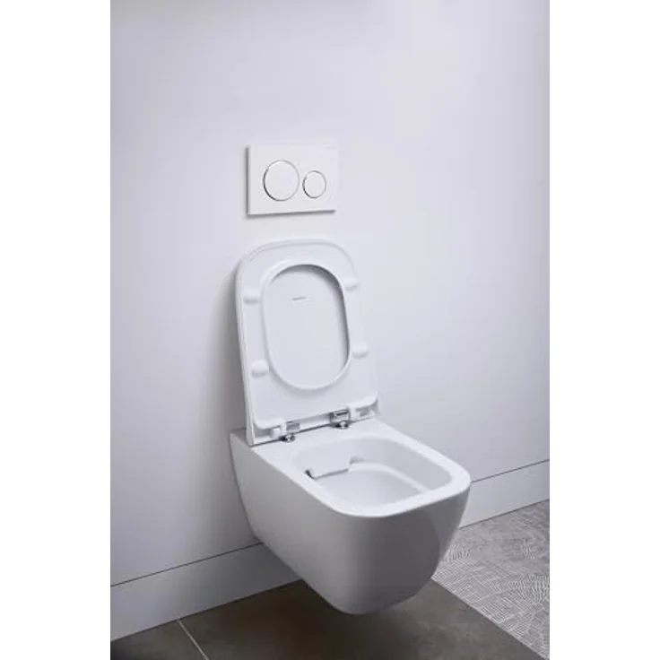 Geberit Smyle Square Wand-WC, spülrandlos mit schmutzabweisender Glasur, tiefspülend, waagerechter Abgang, weiß – Bild 2