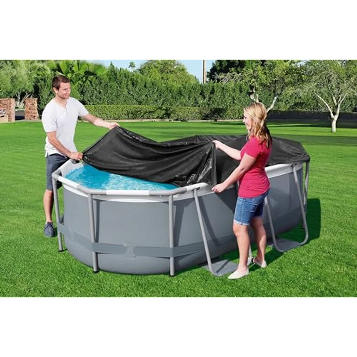 Bestway PVC-Abdeckplane 305 x 184 cm, schwarz, oval – Bild 2