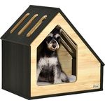 Pawhut Hundehütte aus Holz Indoor Katzenhöhle Katzenhaus Hundeschlafplatz mit Kissen Hundehaus Hundehöhle mit schrägem Dach für kleine Hunde bis 8 kg 60 x 40 x 59,2 cm - Preisvergleich