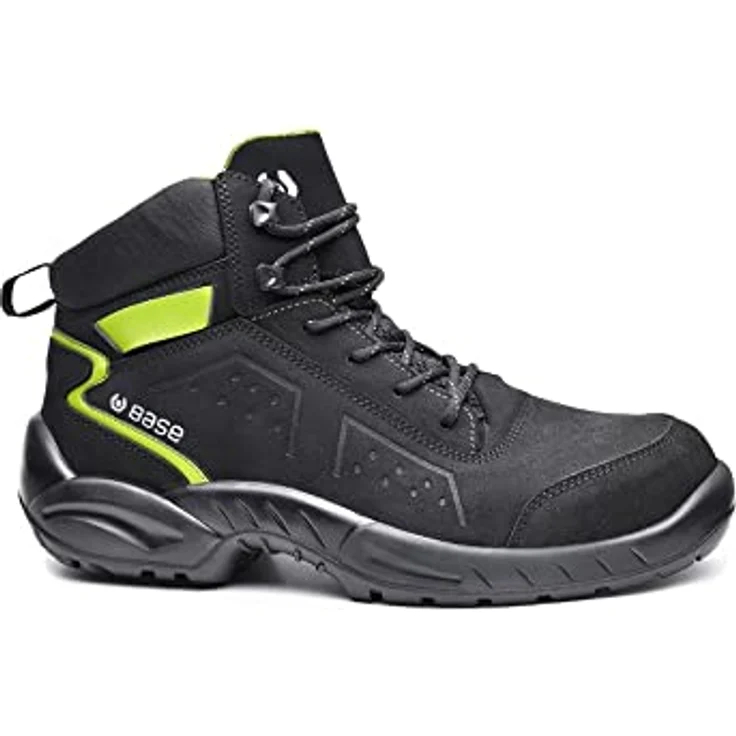 BASE B0177 Chester Top S3 Sicherheitsstiefel, nach EN ISO 20345:2012, Schwarz, Größe 42, Stahlkappe, atmungsaktives Nabutek Leder, profiliert mit AirTech Sohle – Bild 1