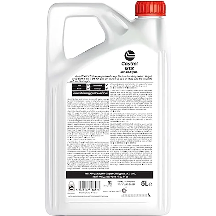 Castrol GTX 5W-40 A3-B4, PKW Motoröl auf Synthesebasis, 5L, hohe Motorensauberkeit und Oxidationsstabilität – Bild 4