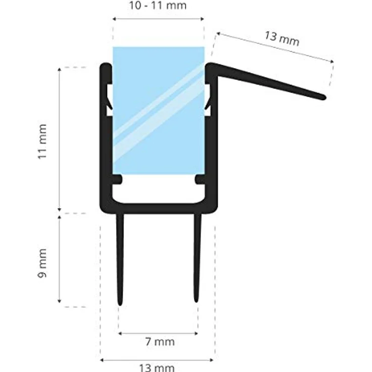 STEIGNER Duschtürdichtung UK20, 30 cm transparente Dichtung für Eckeinstieg und Fünfeckdusche, 10-11 mm Glasdicke, langlebig, schimmel- und kalkresistent, einfache Montage – Bild 2