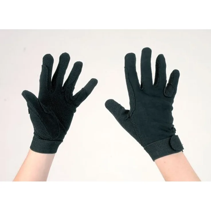 Kerbl Reithandschuhe, Jersey-Baumwolle Handschuhe Noppen, Unisex, schwarz, L