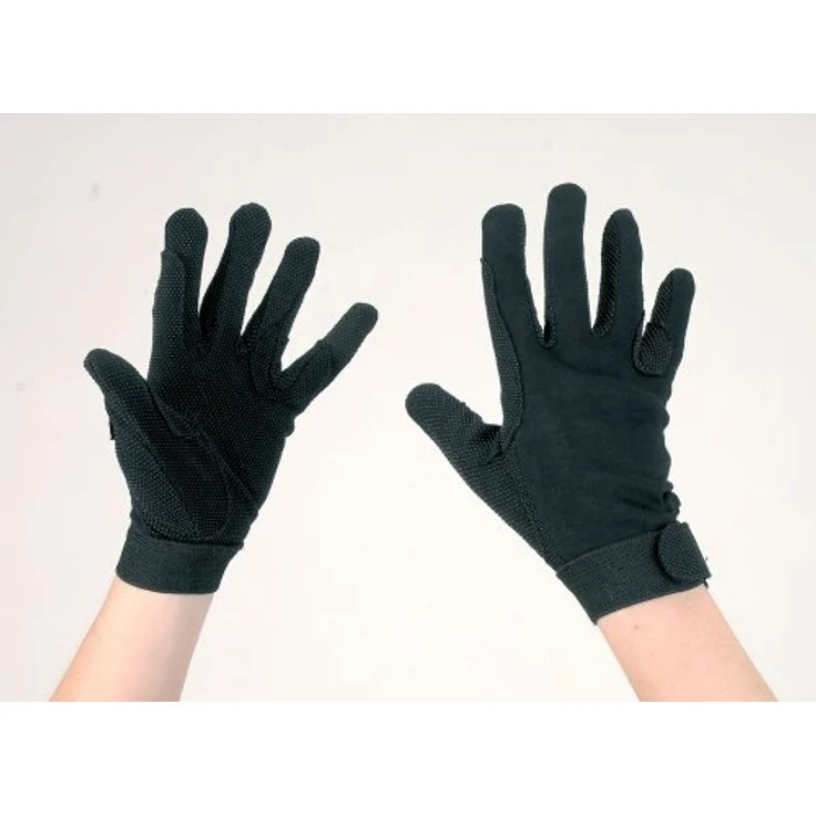 Kerbl Reithandschuhe, Jersey-Baumwolle Handschuhe Noppen, Unisex, schwarz, L