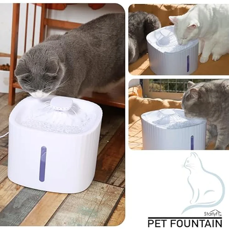 Automatischer Wasserbrunnen Starlyf Pet Fountain, 3 l, BPA-frei, für Hunde und Katzen, doppelter Kohlefilter und LED-Licht, USB-Anschluss, hygienisch und leise – Bild 5