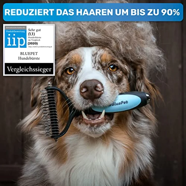 BluePet UnterwollToll Hundebürste & Katzenbürste für langhaar | Unterwollkamm entfernt Unterwolle & Verfilzungen | Massageffekt & Deckhaarschutz | Fellbürste – Bild 2
