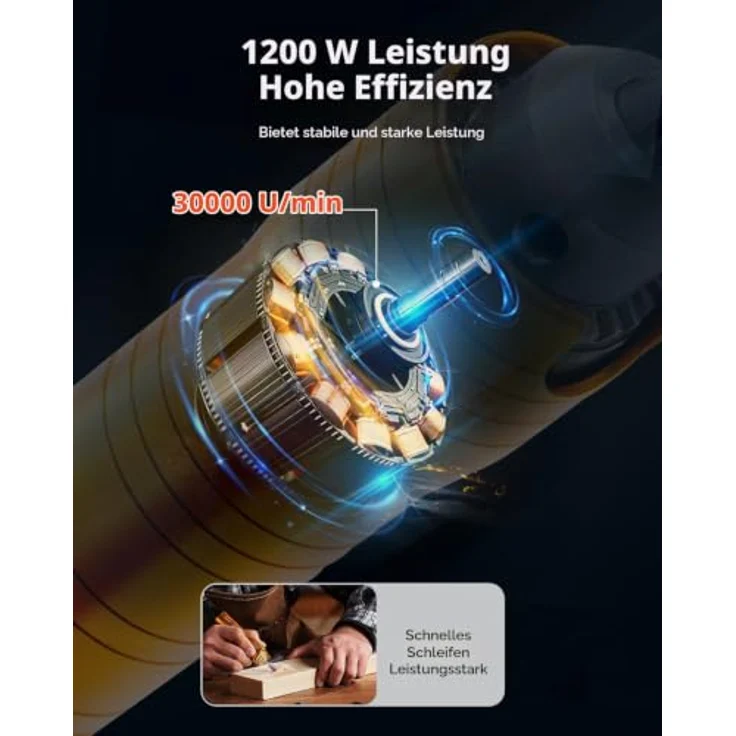 VEVOR Flexwellenschleifer, 1200 W, 30.000 U/min, multifunktionale Hängeschleifmaschine mit 31-teiligem Zubehör & Fußpedal für Schnitzen, Polieren, Bohren & Schleifen – Bild 2