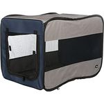 TRIXIE 39692 Mobile Kennel Twister, S: 45 × 45 × 64 cm, dunkelblau/grau - Hochwertiger mobiler Hundekäfig
