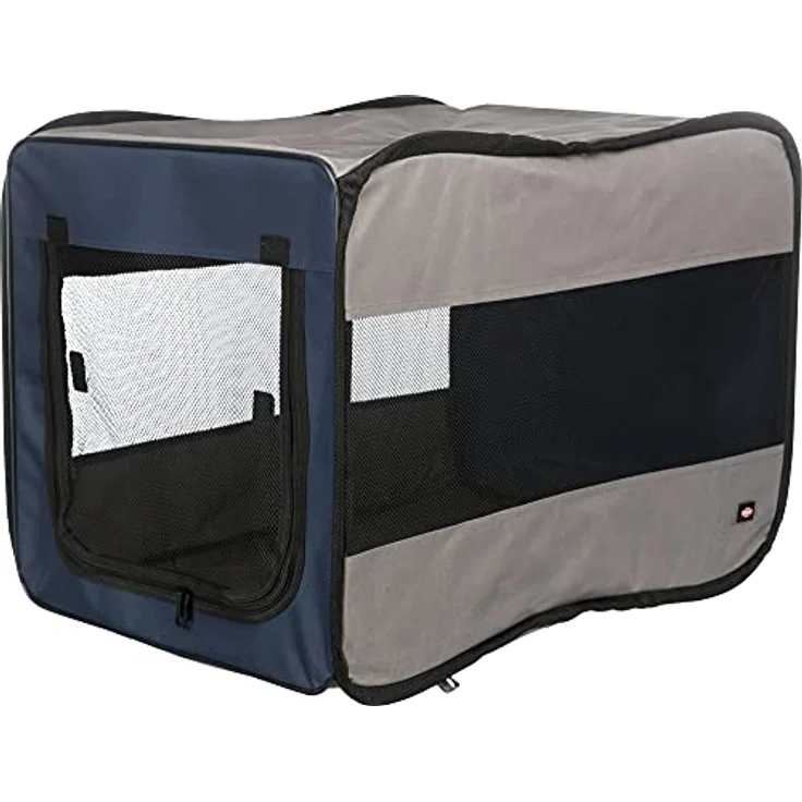 TRIXIE 39692 Mobile Kennel Twister, S: 45 × 45 × 64 cm, dunkelblau/grau - Hochwertiger mobiler Hundekäfig – Bild 1