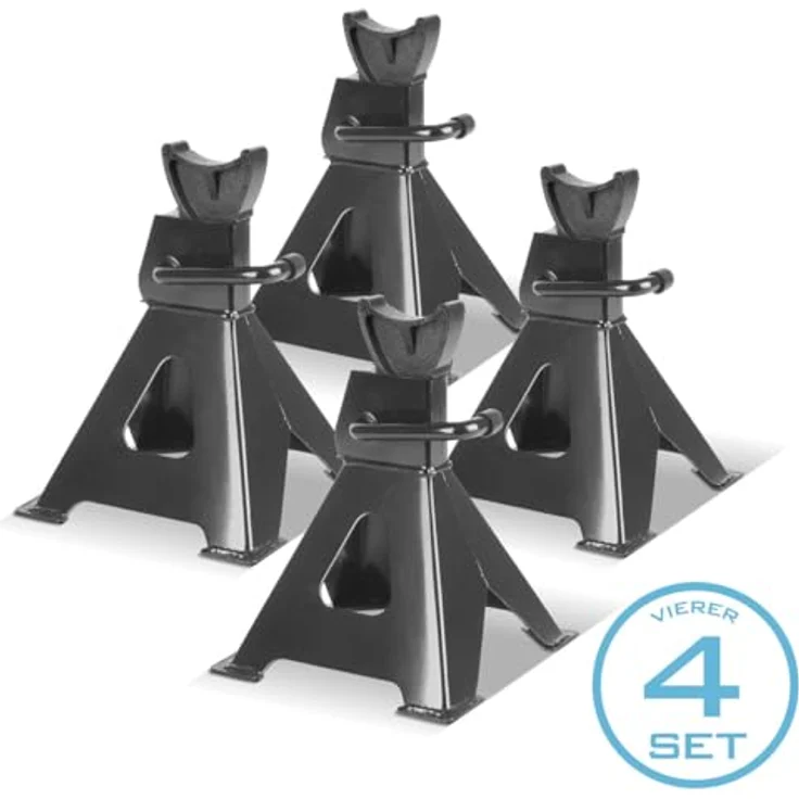 Stahlwerk JS-3 ST Set, Wagenheber Unterstellböcke mit 3 t Tragkraft, Höhe verstellbar 275 - 415 mm, schwarz – Bild 2