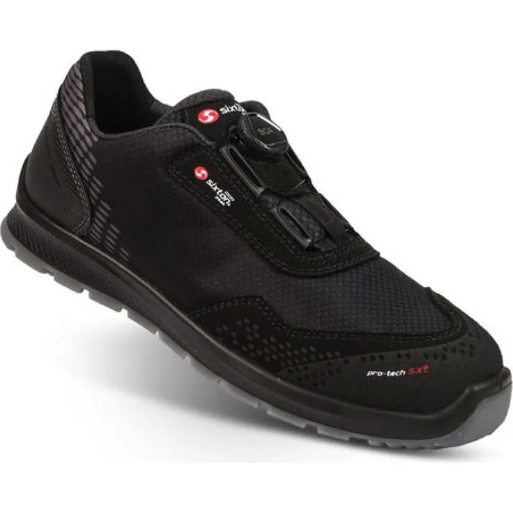 SIXTON Newport BOA S3, Sicherheitsschuhe mit durchtrittsicherer Zwischensohle, Aluminium-Zehenschutzkappe, rutschhemmender Duo-PU-Laufsohle, schwarz, Größe 41 (UK 7)
