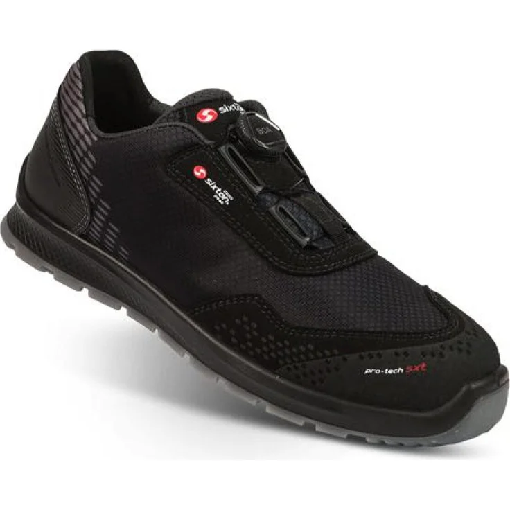 SIXTON Newport BOA S3, Sicherheitsschuhe mit durchtrittsicherer Zwischensohle, Aluminium-Zehenschutzkappe, rutschhemmender Duo-PU-Laufsohle, schwarz, Größe 41 (UK 7)