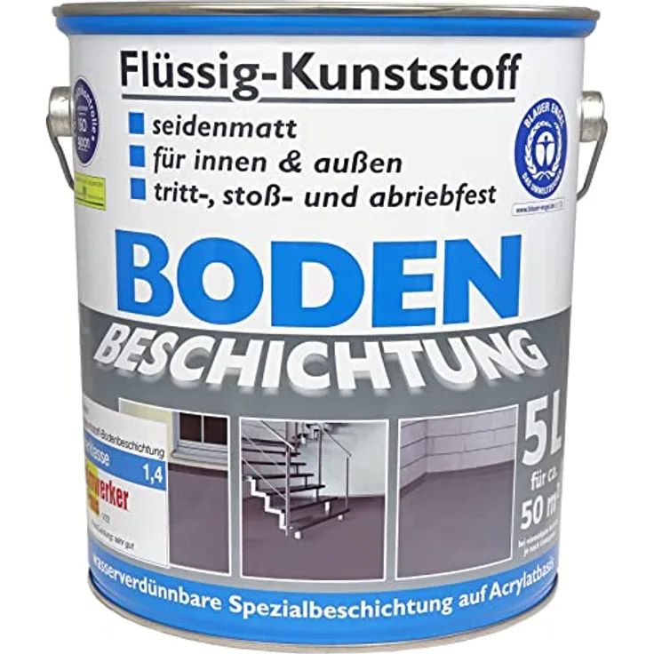 Wilckens Dynamic24 Flüssig Kunststoff, 5L Bodenbeschichtung für 50m², zähe und flexible Betonfarbe in Lichtgrau