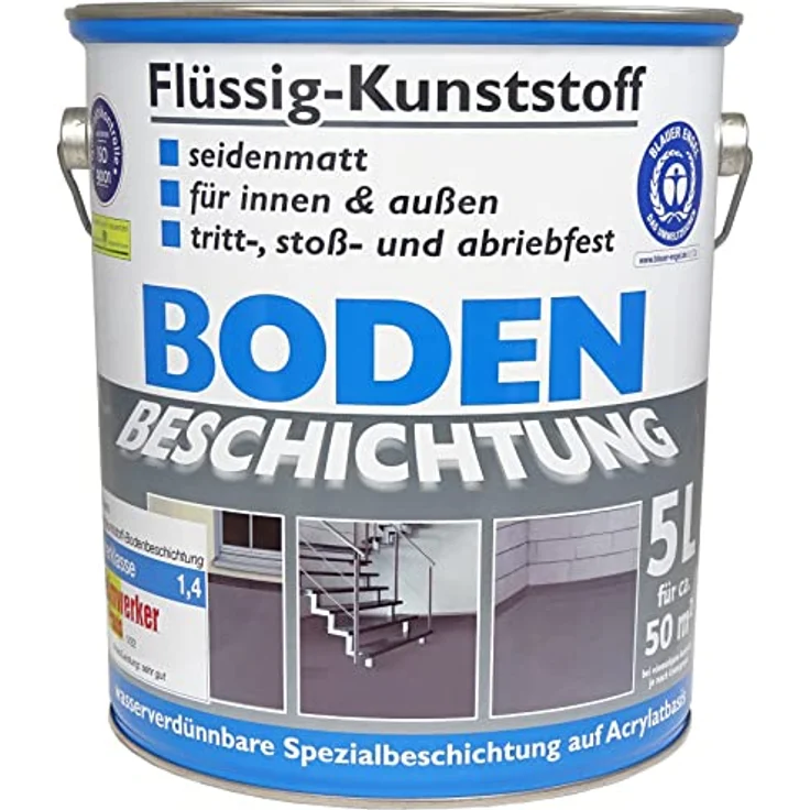 Wilckens Dynamic24 Flüssig Kunststoff, 5L Bodenbeschichtung für 50m², zähe und flexible Betonfarbe in Lichtgrau