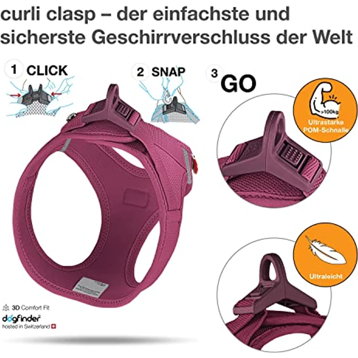 Curli Vest Harness Clasp Air-Mesh, PN2805, Rot (Ruby), M – Bild 3