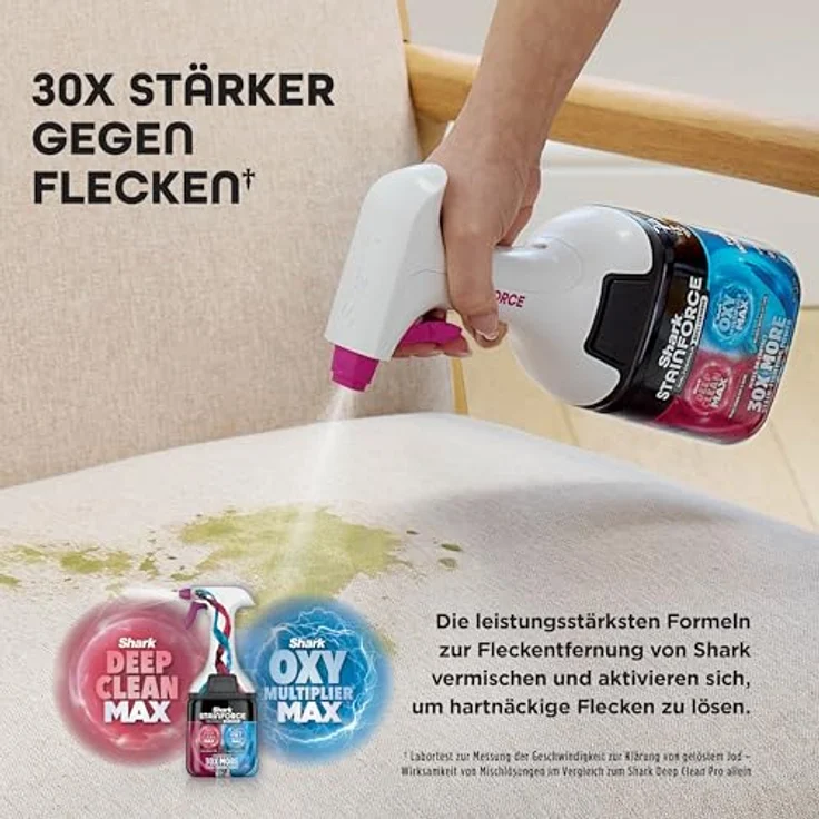 Shark StainForce HX100EUCP, Kabelloser Fleckenentferner mit leistungsstarker Fleckentfernung, inklusive Aufbewahrungsbox, Zubehör und 2 × Reiniger – Bild 3