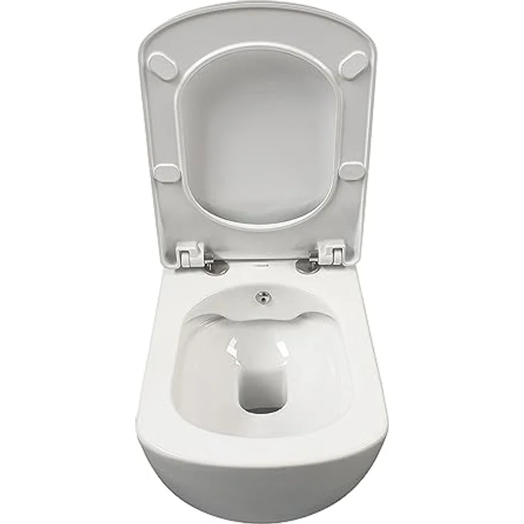 Creavit Design RimOff Hänge WC mit Taharet Edelstahl-Düse (Bidet) Weiß – Bild 2
