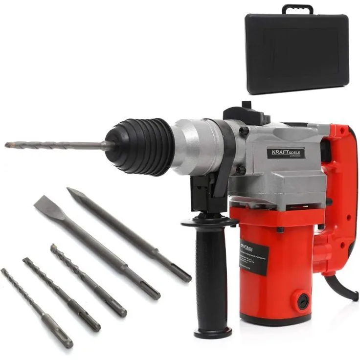 Kraft&Dele Bohrhammer KD1691 1600W Schlaghammer Stemmhammer Meißelhammer Bohrer Meißel, inkl. 2 Meißel und 3 Bohrer, im Kunststoffkoffer sortiert