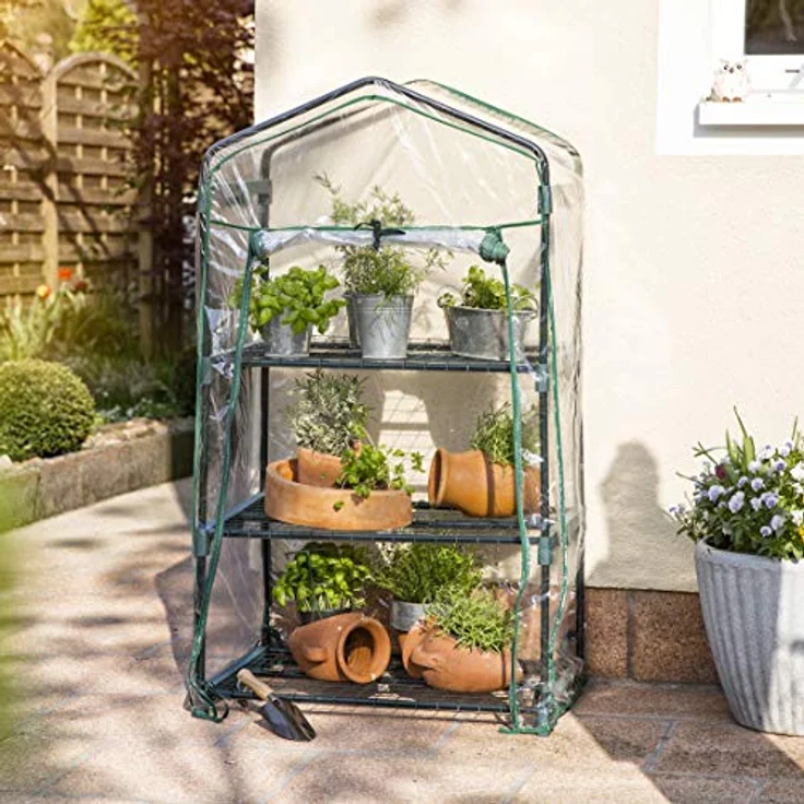 Windhager Balkon-Gewächshaus | Foliengewächshaus | Frühbeet Treibhaus | Anzuchtregal mit 3 Etagen und Reißverschluss | transparent Folie | UV-stabilisiert | 80 µm | 68 x 49 x 127 cm | 07057 – Bild 2