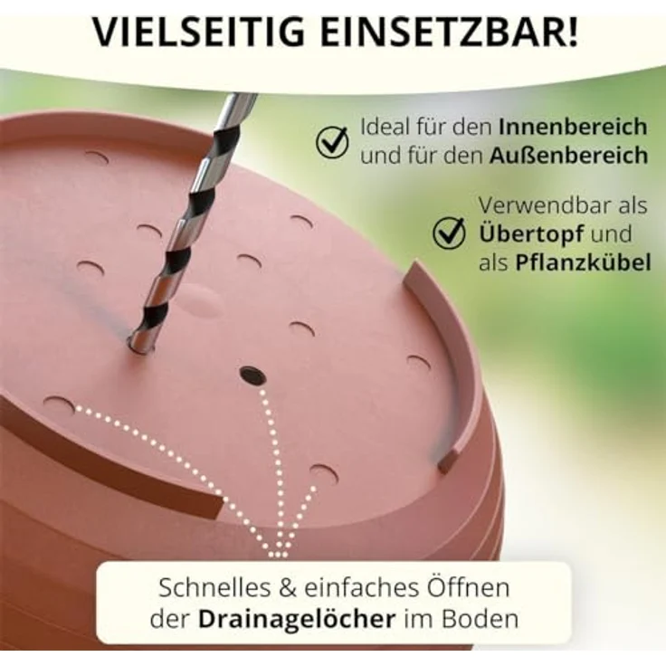 Plastard Blumentöpfe 5er Set, 16 cm Durchmesser, witterungsbeständiger Kunststoff-Pflanzkübel in Terrakotta mit Untersetzer und Drainagelöchern – Bild 4