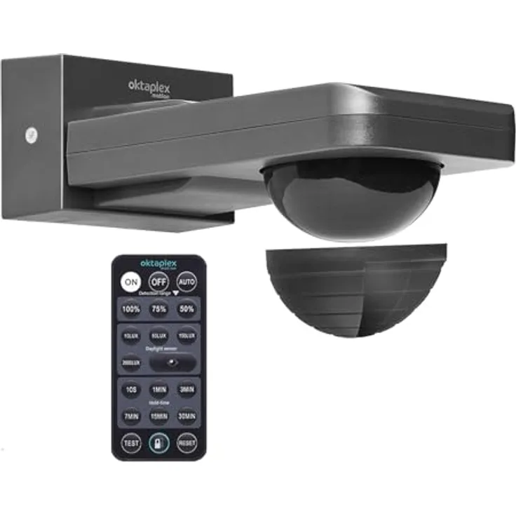 Oktaplex motion Tea Bewegungsmelder Aussen anthrazit 360 Grad inkl. Fernbedienung Infrarot-Sensor 9m Reichweite 230V IP65 - Preisvergleich