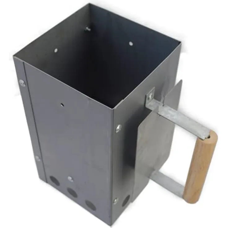 A. Weyck Tools Anzündkamin Kohlestarter eckig Grillanzünder Holzkohleanzünder Holz Kohle #605