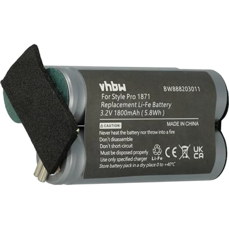 VHBW Akku für Moser Chrom Style Pro 1871 Haarschneidemaschine, LiFePO4, 1800 mAh, 3,2 V – Bild 1