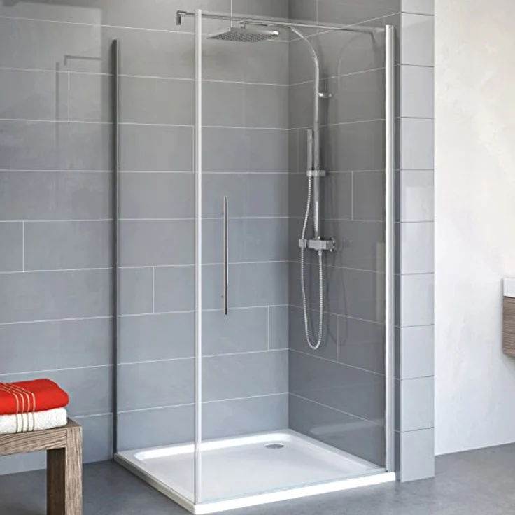 Schulte EP321506 01 500 Duschkabine Alexa Style 2.0 Drehtür Seitenwand, 90 x 90 cm, 192 cm, 5 mm Sicherheitsglas klar hell beschichtet, alunatur – Bild 1