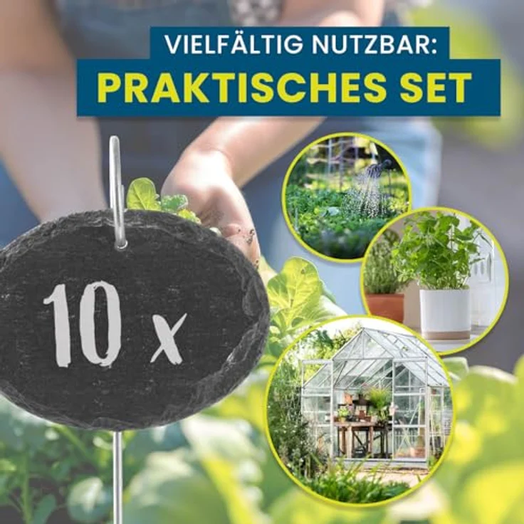 in-trading Handelsgesellschaft mbH Hoberg Schiefer-Pflanzschilder, 10er Set - witterungsbeständig & wiederverwendbar – Bild 6