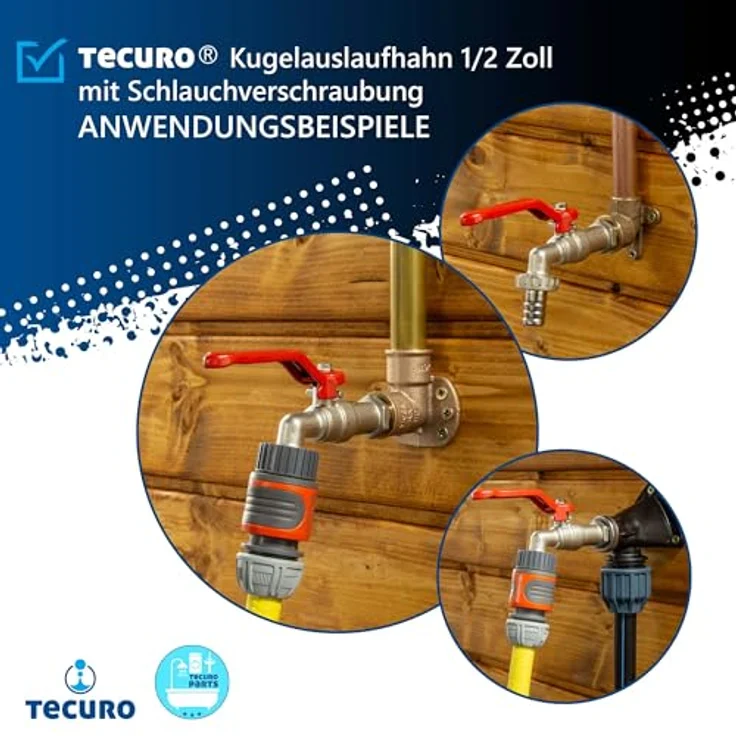 tecuro Kugelauslaufventil 1-2 Wandanschluss - messing vernickelt – Bild 3