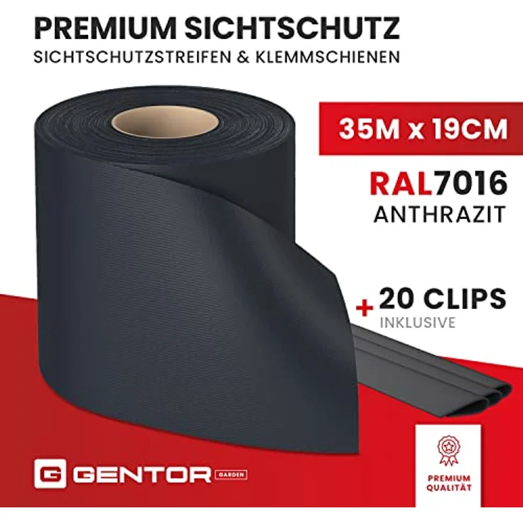 Sichtschutzstreifen Zaun Weich PVC 35m x 19 cm inkl. Clips, Premium Sichtschutz Zaun, Sichtschutzstreifen für Doppelstabmattenzaun, Sichtschutz Garten Zaunfolie, Gartenzaun (35 Meter) – Bild 2