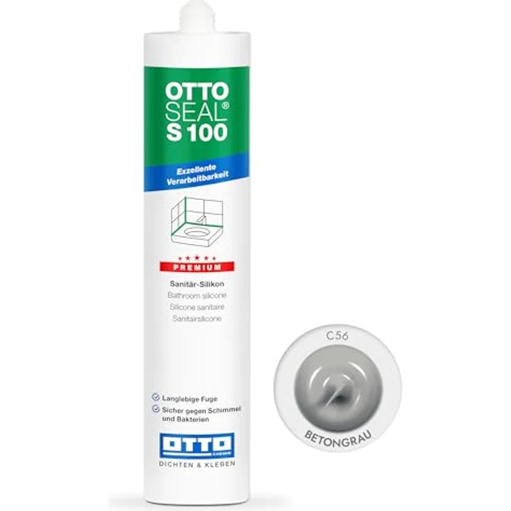 OTTOSEAL  S100 Premium-Sanitär-Silikon/Silicon 300 ml - Betongrau C56 – Bild 2
