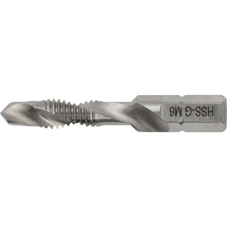 ALARM Werkzeuge Kombigewindebohrer 56080020, HSSG, Außensechskant 1/4", M10, 59 mm Länge, rechtsschneidend, für Durchgangslöcher, P0 Beschichtung