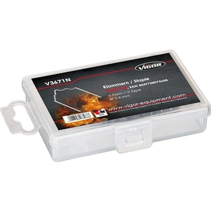 Vigor Ersatzklammern V-Form V3671N, 0,6 mm Edelstahl, 100-teilig – Bild 2