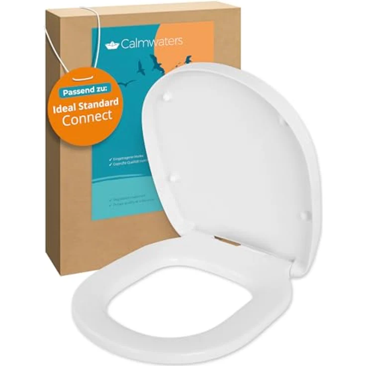 Calmwaters WC-Sitz für Ideal Standard Connect, Duroplast mit Absenkautomatik, abnehmbar, weiße O-Form, bis 250 kg belastbar, Made in EU, Modell 26LP6261 – Bild 2
