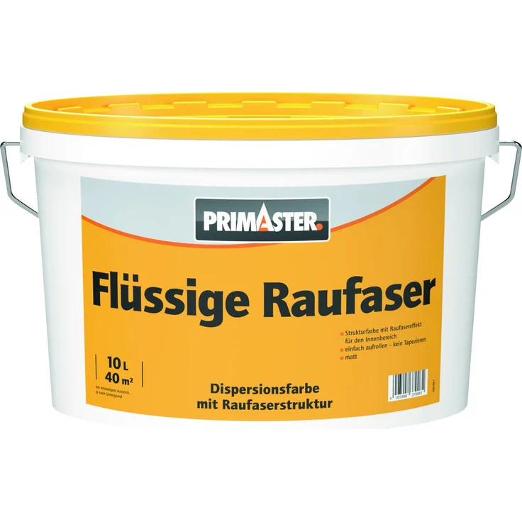 Primaster Flüssige Raufaser, Wandfarbe 10 L, weiß matt, für nahtlose Innenanstriche