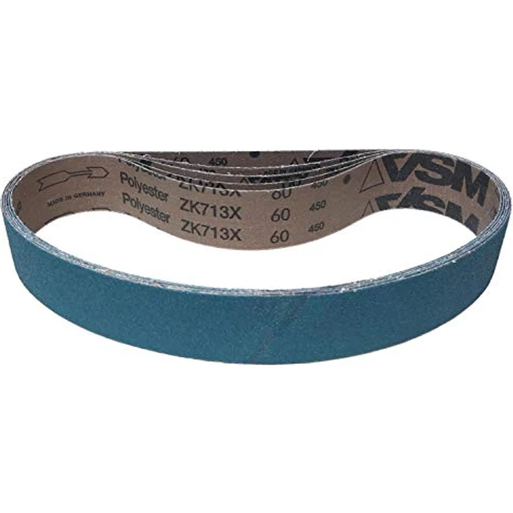 VSM Schleifband ZK713X Zirkonkorund, 50 x 800 mm, Körnung P80, 5 Stück, für Metall Edelstahl INOX, reißfeste Gewebeunterlage, Profi-Schleifband für Schärfmaschinen – Bild 1
