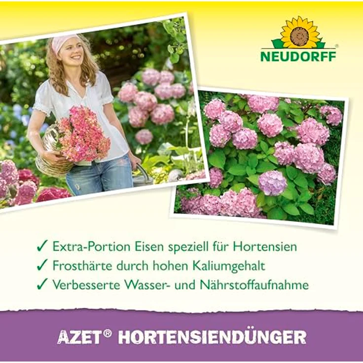 Neudorff Azet HortensienDünger, Bio Blumendünger 1L für 200L Gießwasser, 100 % organisch und vegan, hoher Kaliumgehalt mit Extra Eisen für prächtig blühende Hortensien – Bild 4