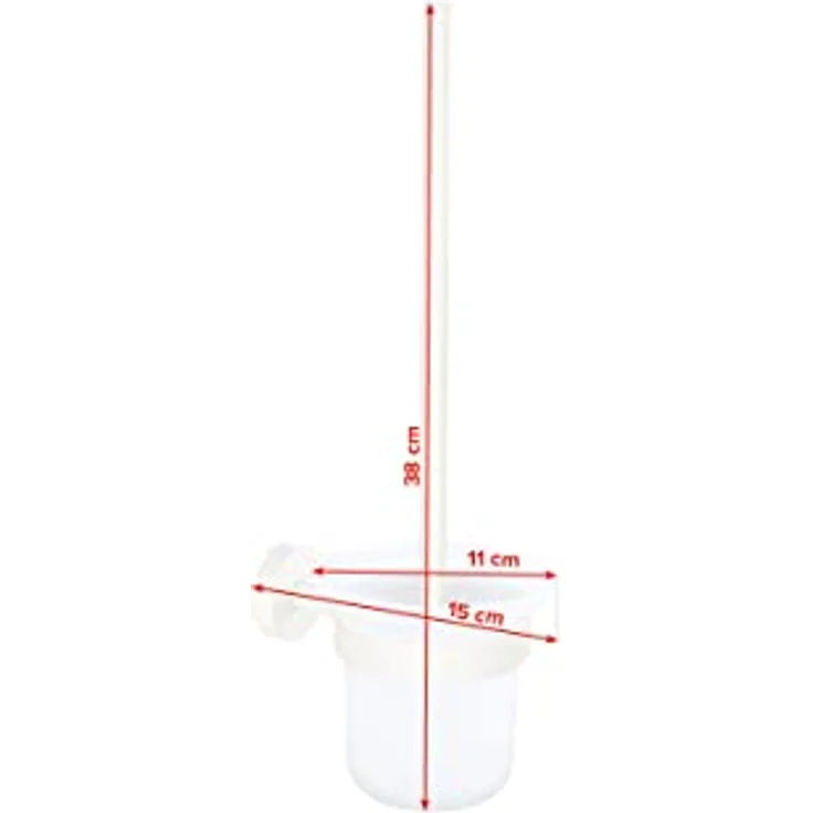 tesa MOON WHITE WC-Garnitur, Set mit Halter & WC-Bürste, matt weiß, satiniertes Glas - für Bäder im Industrial Style und moderne Badezimmer - bohrfrei, inkl. Klebelösung - 379 mm x 112 mm x 145 mm – Bild 3