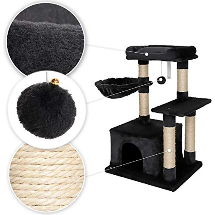 lionto Kratzbaum Kletterbaum Katzenkratzbaum Katzenbaum Höhe 85 cm, schwarz – Bild 4