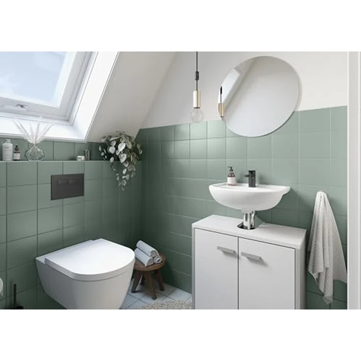 Alpina Fliesenlack 2K, Salbei seidenmatt, wasserbasierend, für Nassbereiche, 750 ml – Bild 4