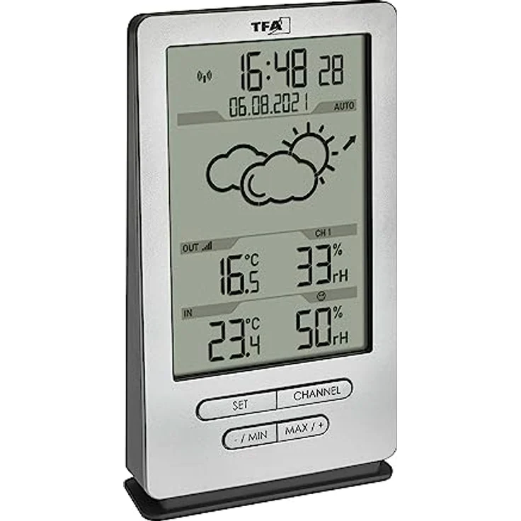 Funkwetterstation XENA H145xB82xT47mm silber Ku.f.innen/außen m.Symbolen u.Lu... – Bild 3