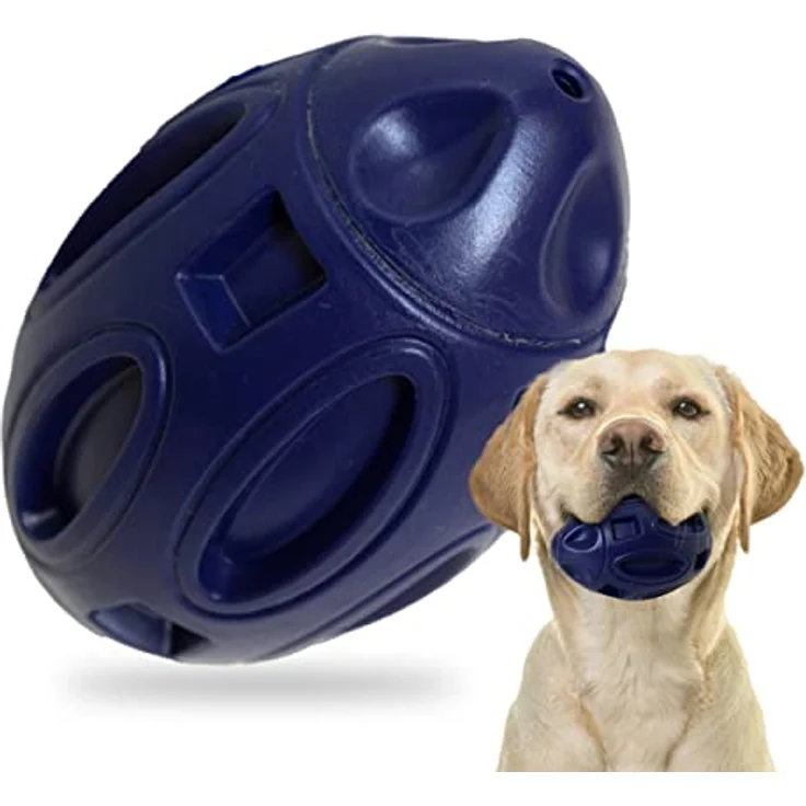BI International Hundespielzeug zum Werfen, Kauspielzeug aus 100% Naturkautschuk für kleine, mittlere und große Hunde, wasserfest mit Quietschfunktion und Zahnreinigung – Bild 1